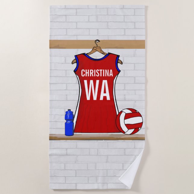 Serviette De Plage Uniforme Personnalisable Netball (Devant)