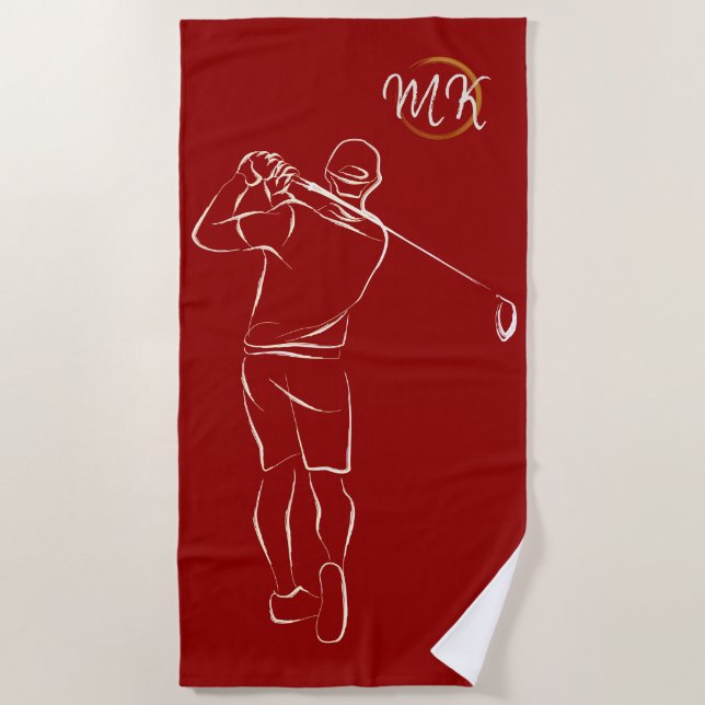 Serviette De Plage Unique Moderne Cool Mens Design Rouge Personnalisé (Devant)