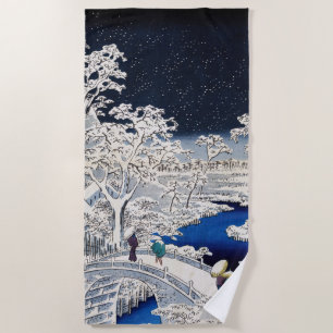 Serviette De Plage Utagawa Hiroshige - Pont des tambours à Meguro