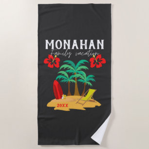 Serviette De Plage Vacances familiales personnalisées Tropical
