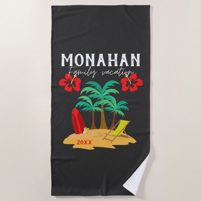 Serviette De Plage Vacances familiales personnalisées Tropical (Devant)