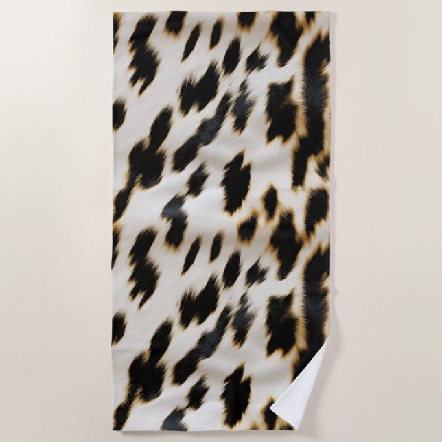 Serviette De Plage Vache blanche noire (Devant)
