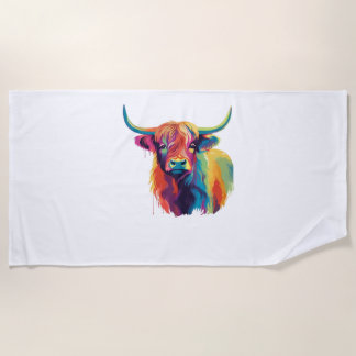 Serviette De Plage Vache cool dans le T-shirt classique de la prairie