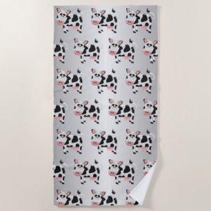 Serviette De Plage Vache Design gris couleur