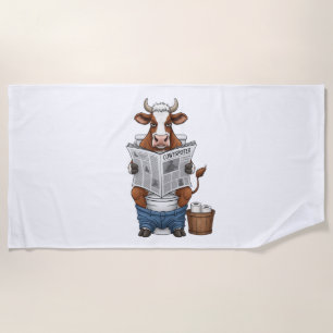 Serviette De Plage Vache sur toilettes PNG, drôle d'animal de ferme