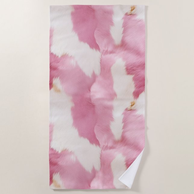 Serviette De Plage Vachette blanche rose pâle (Devant)