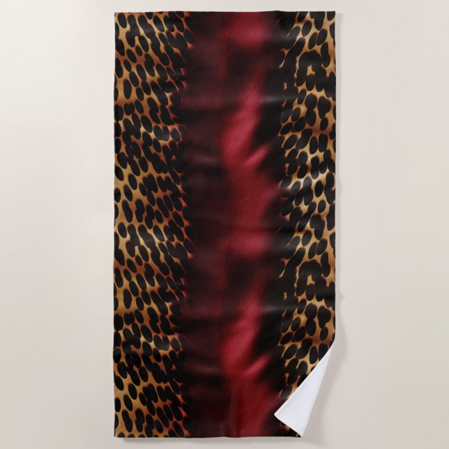 Serviette De Plage Vachette rouge Gold Faux Southwest Cowhal (Devant)
