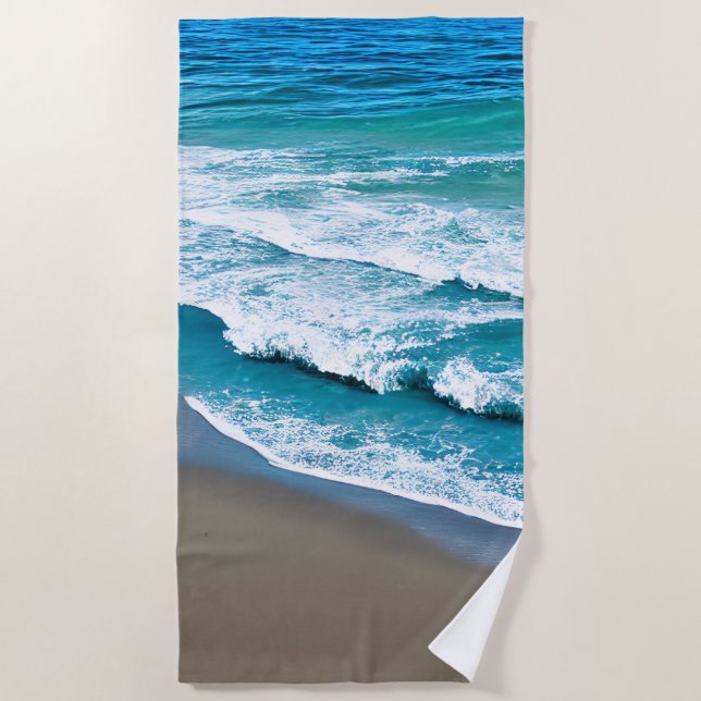Serviette De Plage Vagues de mer de plage tropicale (Devant)
