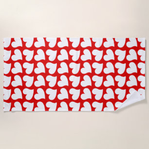 SERVIETTE DE PLAGE VALENTINES COEURS ROUGE ET BLANC VALENTINE