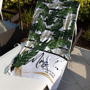 Serviette De Plage Végétation estivale tropicale   Mme Brossé Script