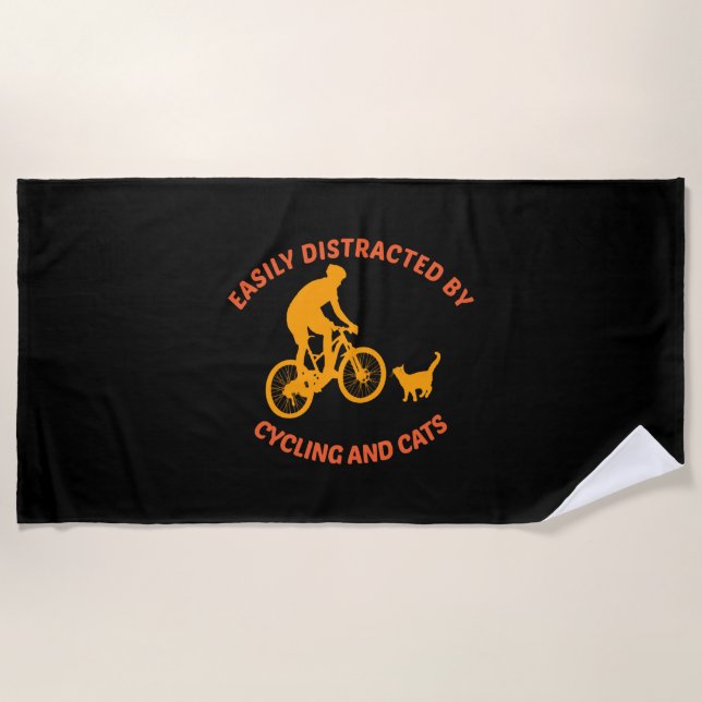 Serviette De Plage vélo et chat (Devant)