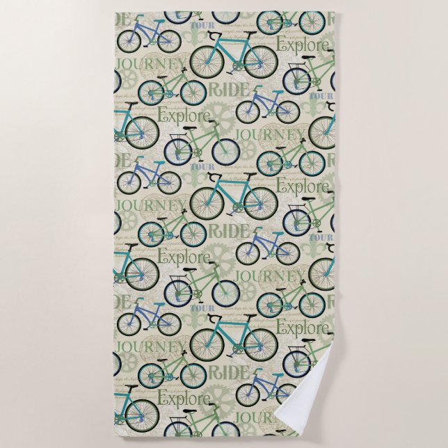 Serviette De Plage Vélo Voyage Blue Beach Towne (Devant)