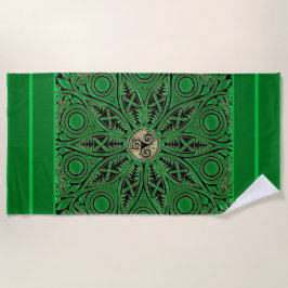 Serviette de plage verte de mandala de Kelly