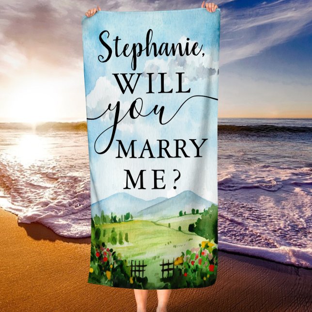 Serviette De Plage Veux-Tu M'Épouser ? Proposition de mariage personn (Will You Marry Me? Custom Wedding Proposal Beach Towel)