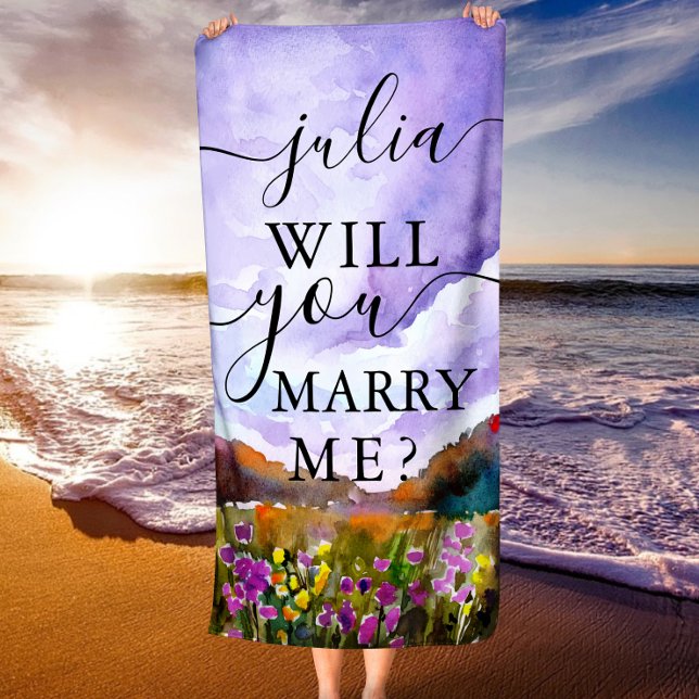 Serviette De Plage Veux-Tu M'Épouser ? Proposition mariage (Will You Marry Me? Wedding Proposal Beach Towel)