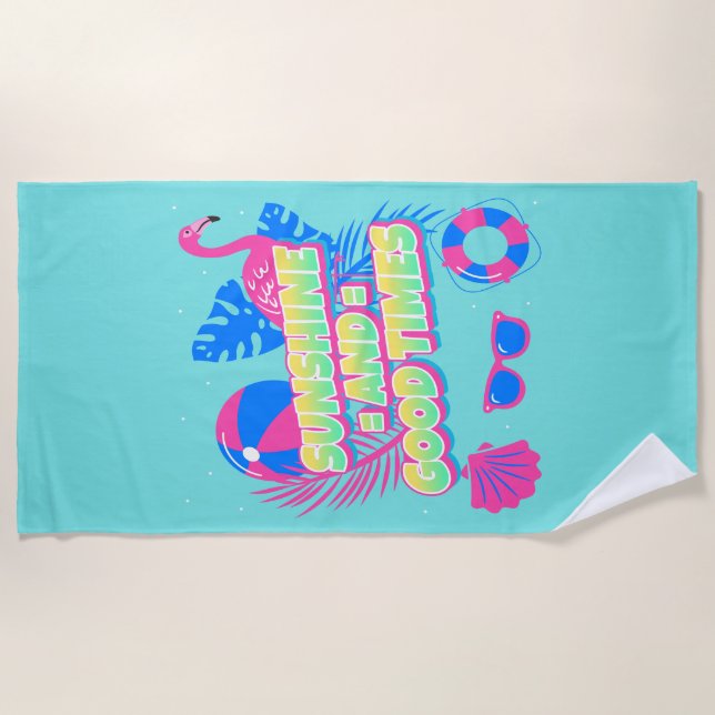 Serviette De Plage Vibes amusantes tropicales d'été (Devant)