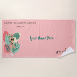 Serviette De Plage Vibes d'été roses et noires Bachelorette