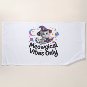 Serviette De Plage Vibes Méowgiques Uniquement, Chat Kawaii Witch Flo