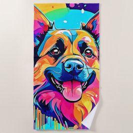 Serviette De Plage Vibrant Canine : Happy Puppy Love