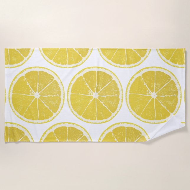 Serviette De Plage Vibrant Lemon Slice Pattern Summer Beach Towel (Devant)