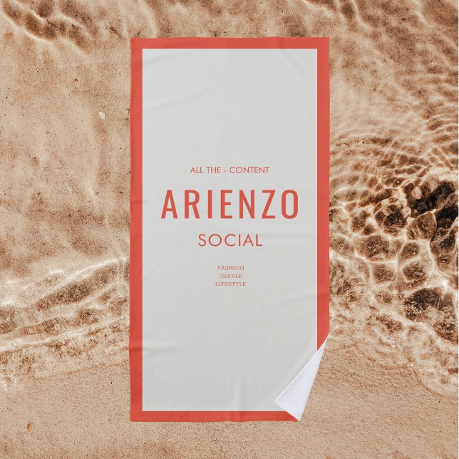 Serviette De Plage Vibrant Orange Rétro Médias sociaux Influenceur Pr (Créateur téléchargé)