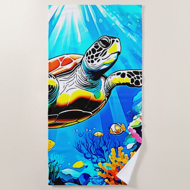 Serviette De Plage Vibrant Sea Turtle Dreamscape (Devant)