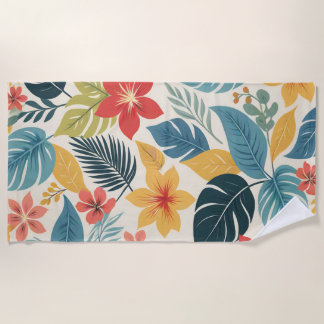 Serviette De Plage Vibrant Tropical Abstrait Vert Vert Vert Rose