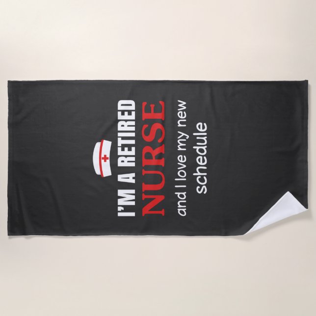 Serviette De Plage Vie infirmière| Je Suis Une Infirmière Retraitée (Devant)