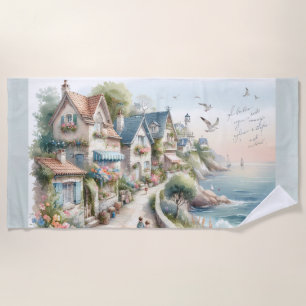 Serviette De Plage Village de cottage côtier pastel Évasion