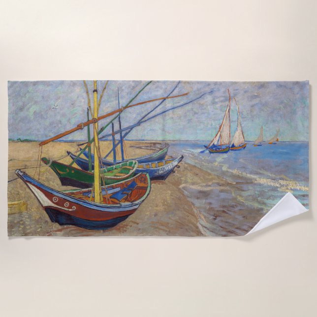 Serviette De Plage Vincent van Gogh - Bateaux de pêche sur la plage (Devant)