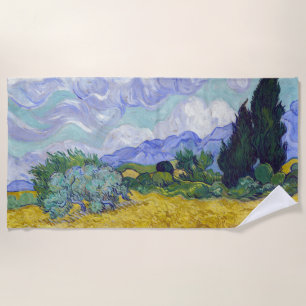 Serviette De Plage Vincent Van Gogh - Champ de blé avec cyprès