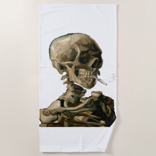 Serviette De Plage Vincent van Gogh - Crâne avec cigarette brûlante (Devant)