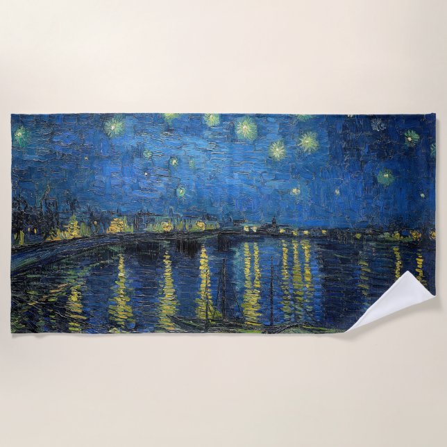 Serviette De Plage Vincent van Gogh - Nuit étoilée sur le Rhône (Devant)