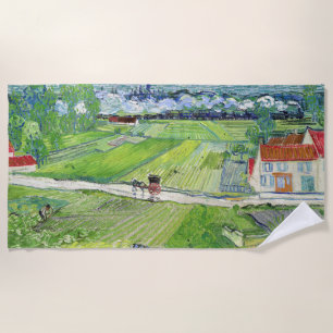 Serviette De Plage Vincent van Gogh - Paysage avec transport et train