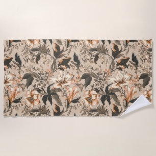 Serviette de plage vintage à motif floral