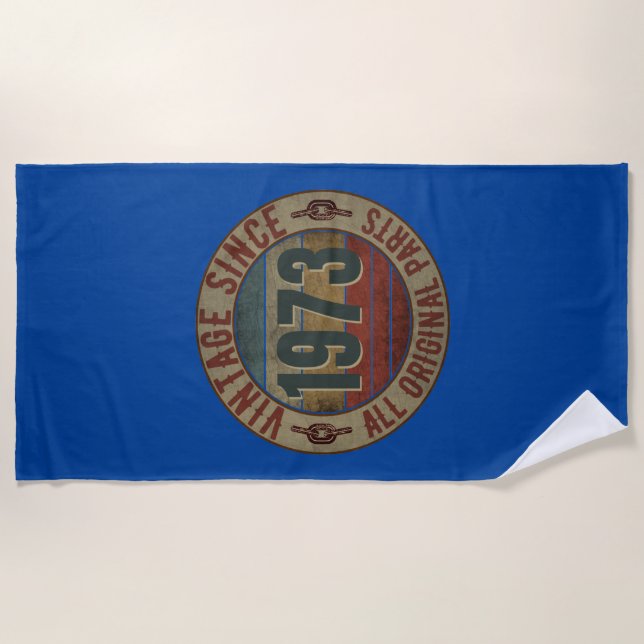 SERVIETTE DE PLAGE VINTAGE DEPUIS 1973 TOUTES LES PARTIES ORIGINALES (Devant)