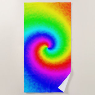 Serviette De Plage Vintage Hippie Boho Tie Dye Psychedelic Twirl