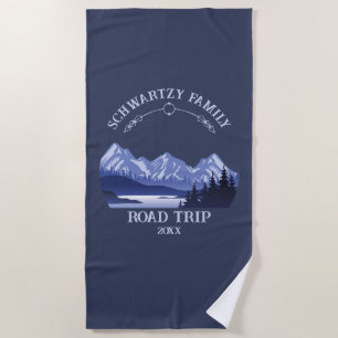 Serviette De Plage Vintage Mountain Sunset lac extérieur Retourner bl