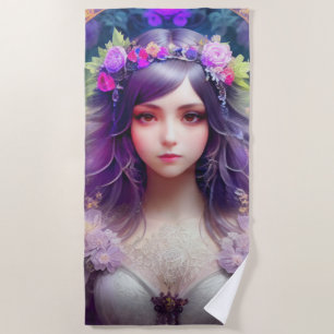 Serviette De Plage Vintage Mucha Style Belle femme Portrait
