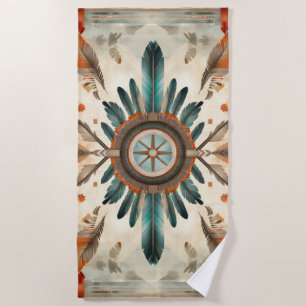 Serviette De Plage Vintage Native Feather Retro Dream Catcher Motif