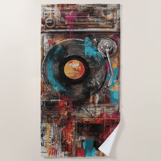 Serviette De Plage Vintage Turntable Street Art Vinyl Record 