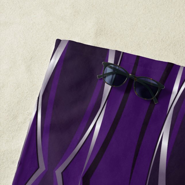Serviette de plage - Violet Argent Retro (En situation)