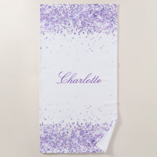 Serviette De Plage Violet lavande blanche nom élégant
