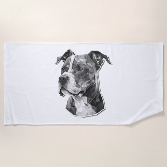 Serviette De Plage Visage de chien Pitbull (Devant)