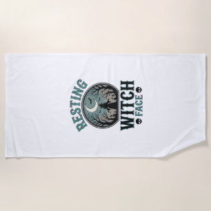 Serviette De Plage Visage de sorcière au repos design Halloween vinta