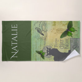 Serviette De Plage Visite vintage de Paris du Conversation Noir Colla