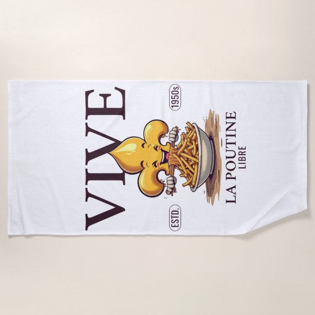 Serviette De Plage Vive la poutine libre (Devant)