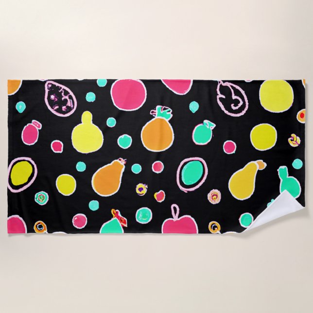 Serviette De Plage Vivid Neon Motif fruité (Devant)