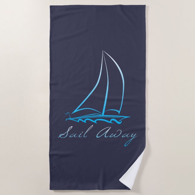 Serviette De Plage Voile nautique loin (Devant)