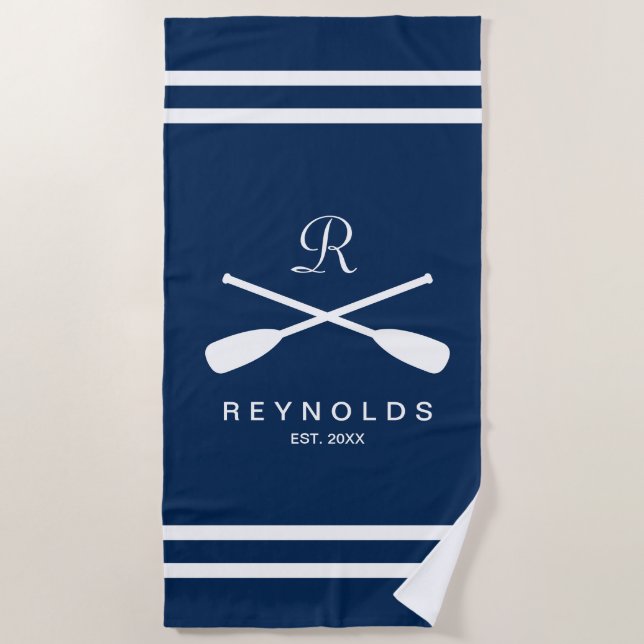 Serviette De Plage Voitures à rames marines bleu et blanc cadeau aux  (Devant)
